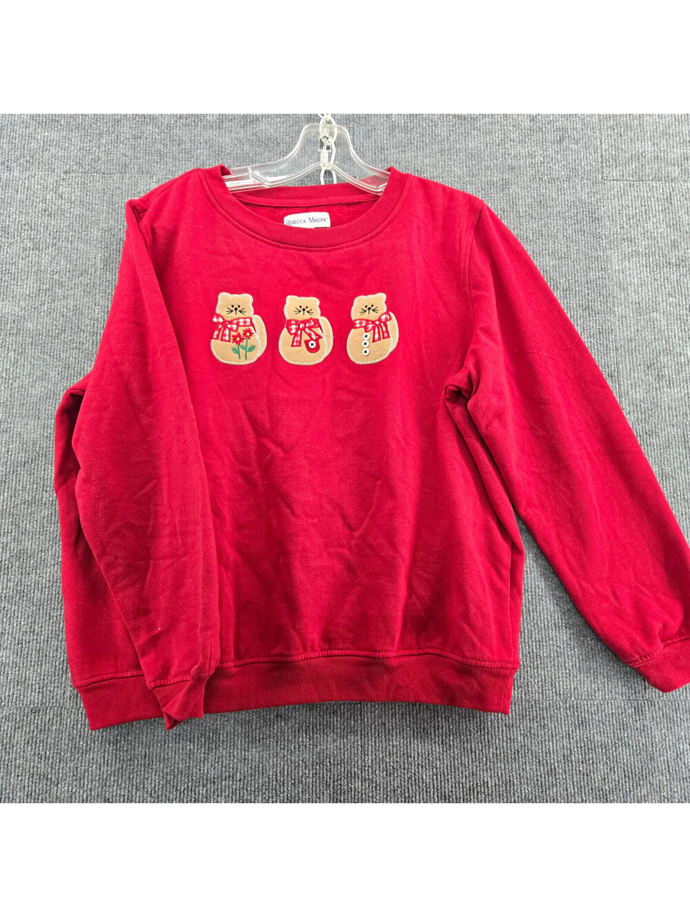Rebecca Malone Cat Applique Red Sweatshirt Size M Granny Core